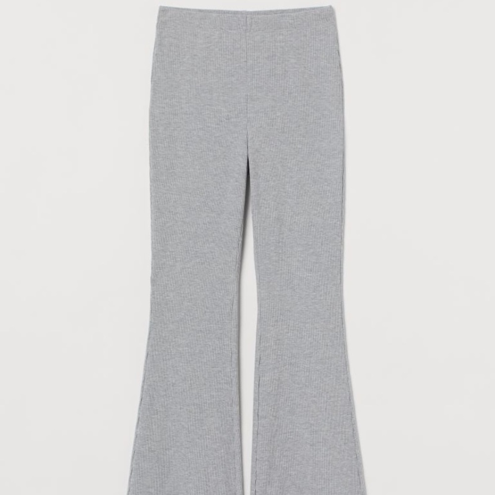 H&M Grey Ribbed Flare Leggings